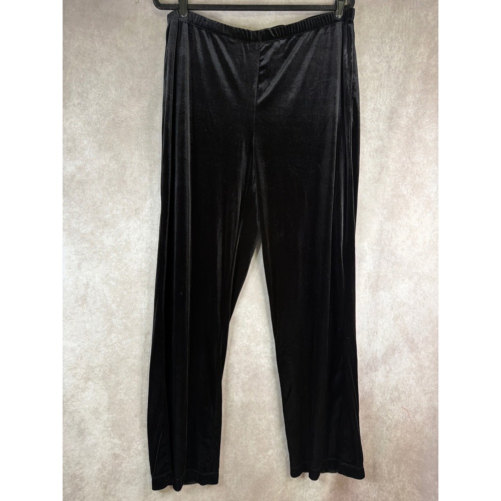 VTG Notations Woman Velvet Pants Womens 1X Black Wide Leg Elastic Waist Goth